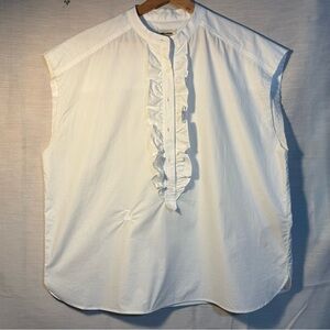 Zadig & Voltaire Tilt Pop White Ruffle Sleeveless Blouse Large NWOT